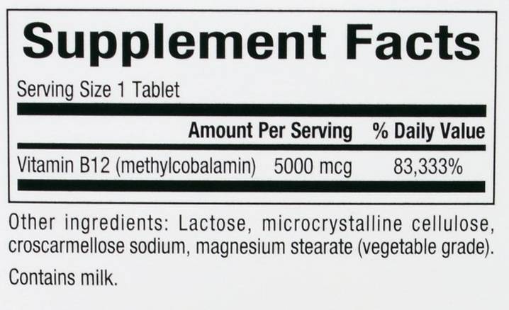 B12 méthylcobalamine 5000 mcg - 60 comprimés à croquer