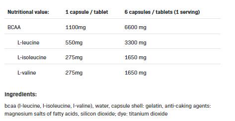 BCAA 1100 2: 1: 1 - 300 capsules