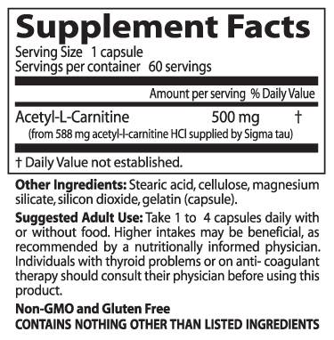 Meilleure acétyl-l-carnitine 500 mg - 60 capsules