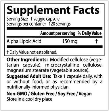 Meilleure acide lipoïque alpha 150 mg - 120 capsules