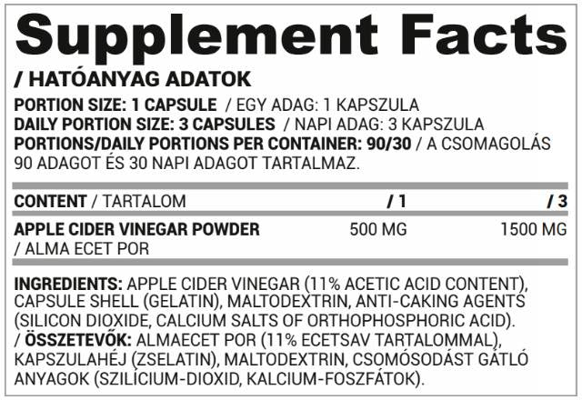 Vinaigre de cidre de pomme 500 mg - 90 capsules