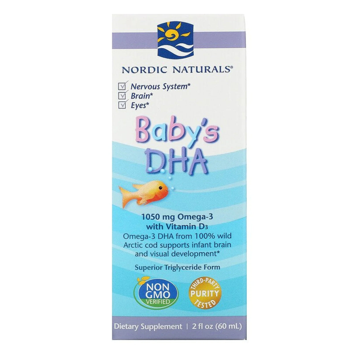 Dha de bébé | 1050 mg d'oméga-3 avec de la vitamine D - 60 ml