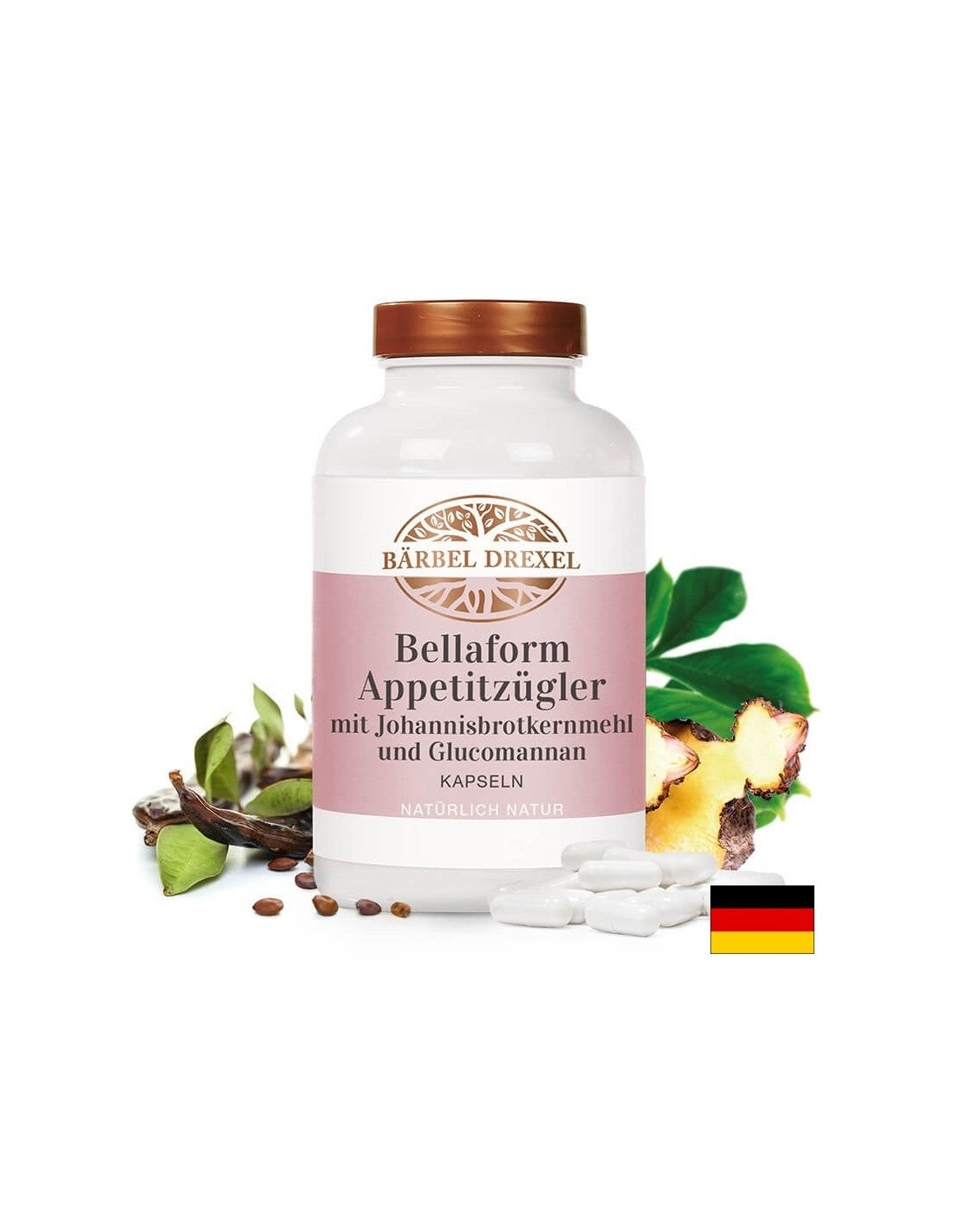 Bellaform Apppetitzügler mit Johannisbrotkernmehl und Glucomannan/ Glucomannan with caroube, 180 capsules <tc>Bärbel Drexel</tc>