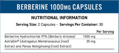 Berbérine 1000 mg avec astragin - 60 capsules