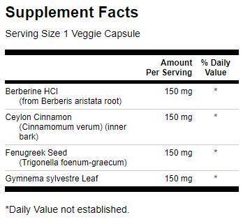 Complexe berbérine avec cannelle, gymnema et fenugrec 600 mg - 90 capsules