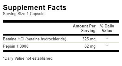 Betaine HCl Hydrochloric Acid avec pepsine - 250 capsules