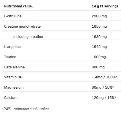 Formule de pré-entraînement de grande pompe - 420 grammes