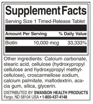 Biotine 10 000 MCG | Relition chronométrée - 60 comprimés