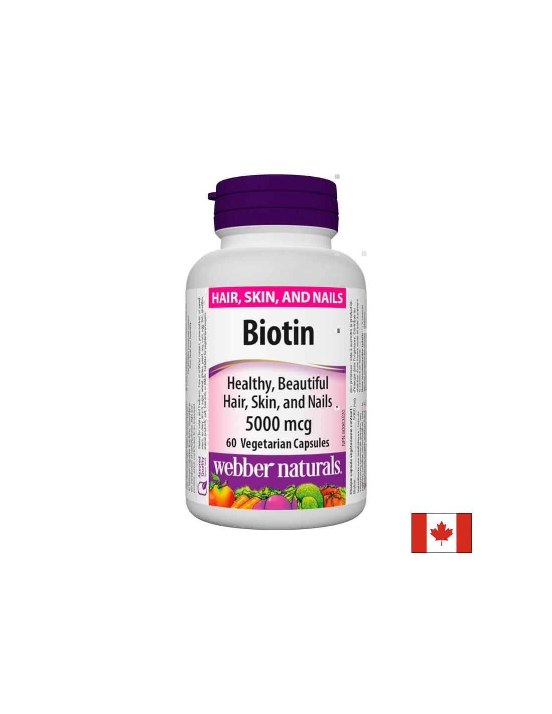 Biotine/Biotine, 5000 mcg, 60 gélules <tc>Webber Naturals</tc>