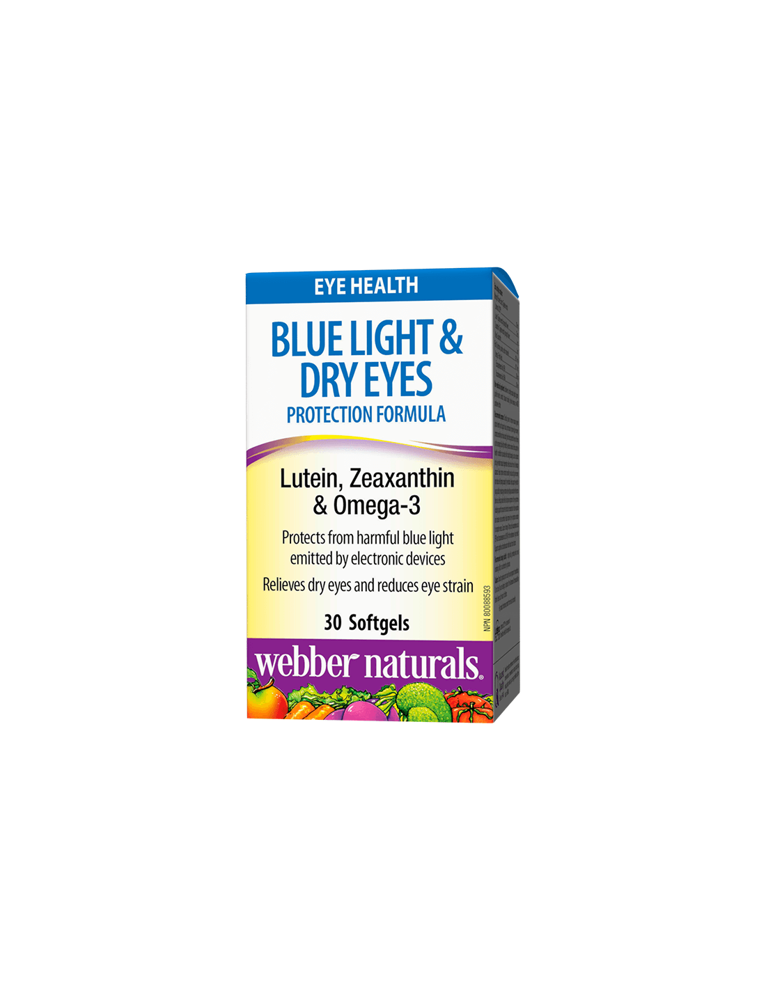 Formule de protection contre la lumière bleue et les yeux secs/Formule de support de vision avec lutéine, zéaxanthine et capsules oméga 3 x 30 softgel