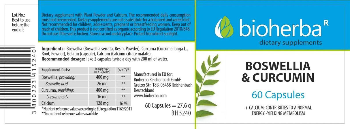 Boswellia et curcumine - 60 capsules