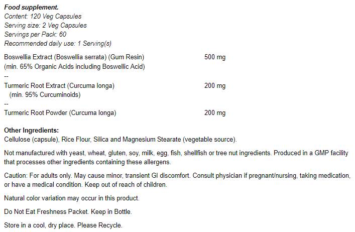 Extrait de Boswellia 250 mg - 120 capsules