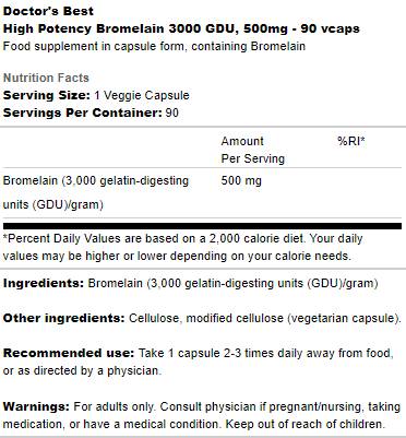 BROMELAIN 3000 GDU 500 mg | Haute puissance - 90 capsules