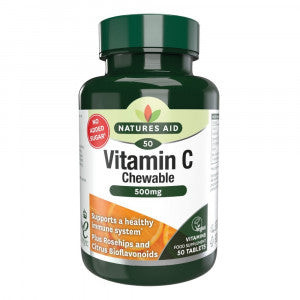 Vitamine C avec hanches roses, bioflavonoïdes et acerola (Vitamine C à croquer) 500 mg 50 comprimés à croquer natures