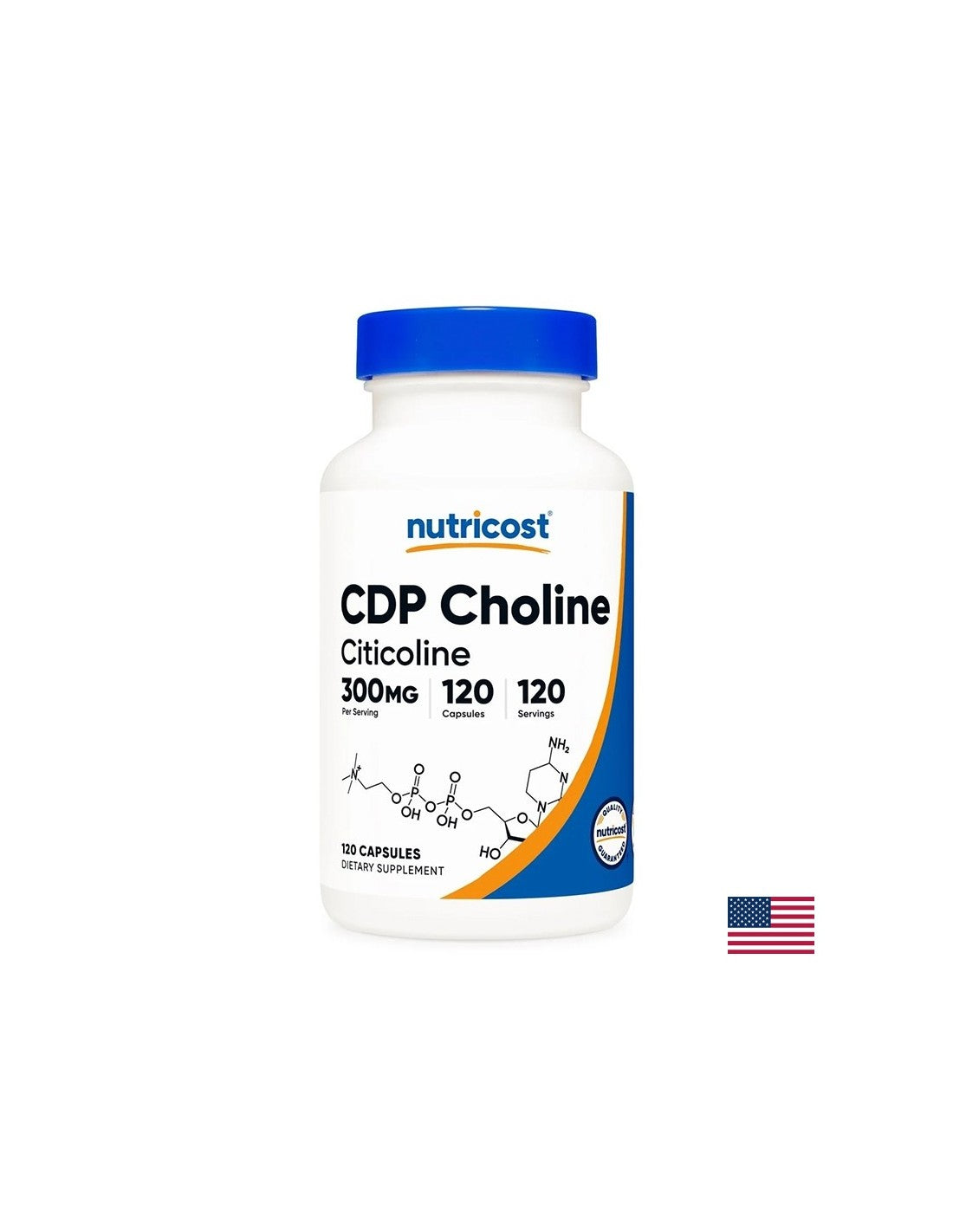 CDP choline et citicoline pour la mémoire et la concentration, 300 mg x 120 capsules pour 4 mois d'admission