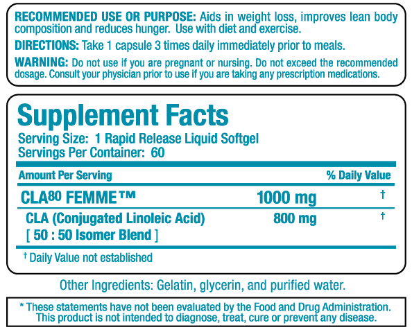 CLA 80 FEMME 60 Capsules de gel
