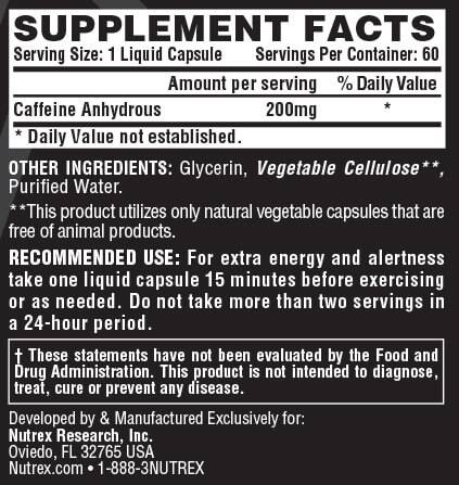 Cafeine 200 - 60 capsules de gel