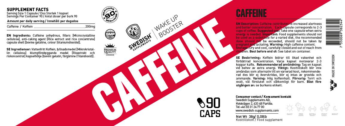 Cafeine 200 mg - 90 capsules
