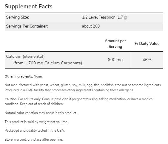 Poudre de carbonate de calcium - 340 grammes