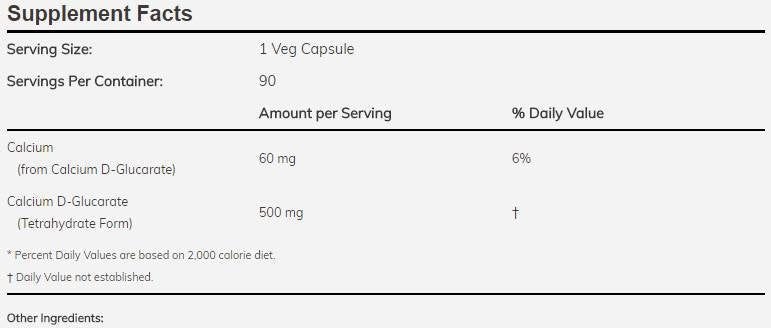 D-glucarate de calcium 500 mg - 90 capsules