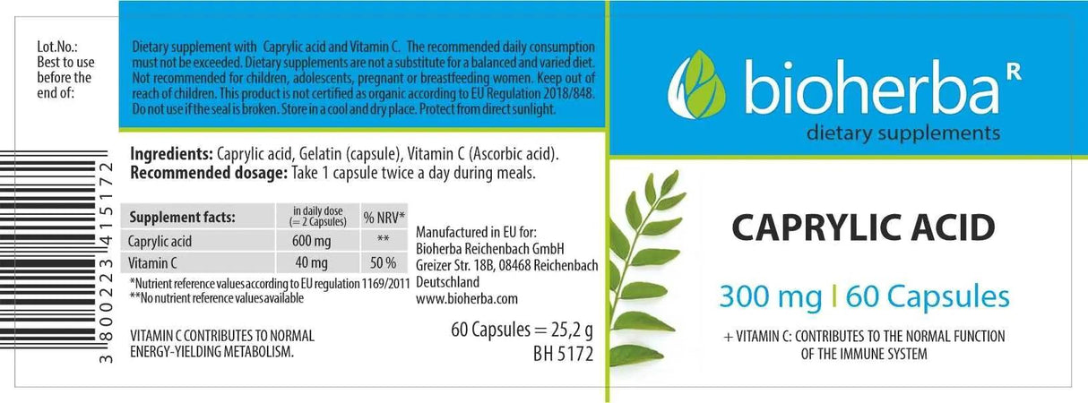 Acide caprylique 300 mg - 60 capsules
