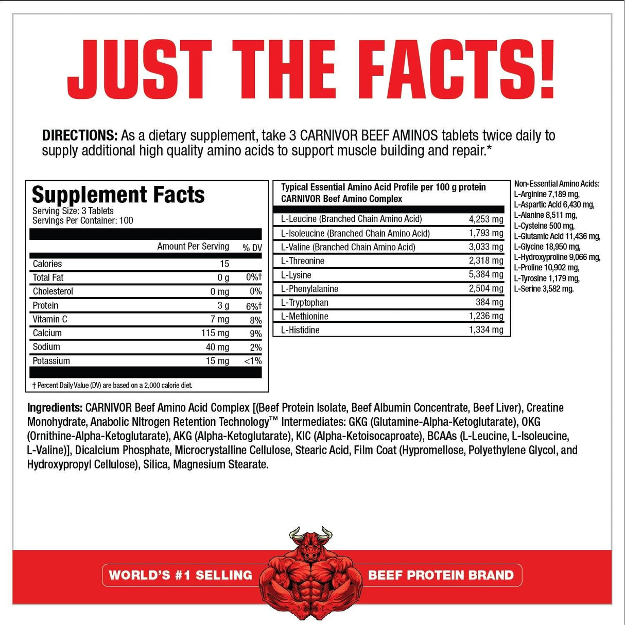 Carnivor Beef Aminos - 300 comprimés