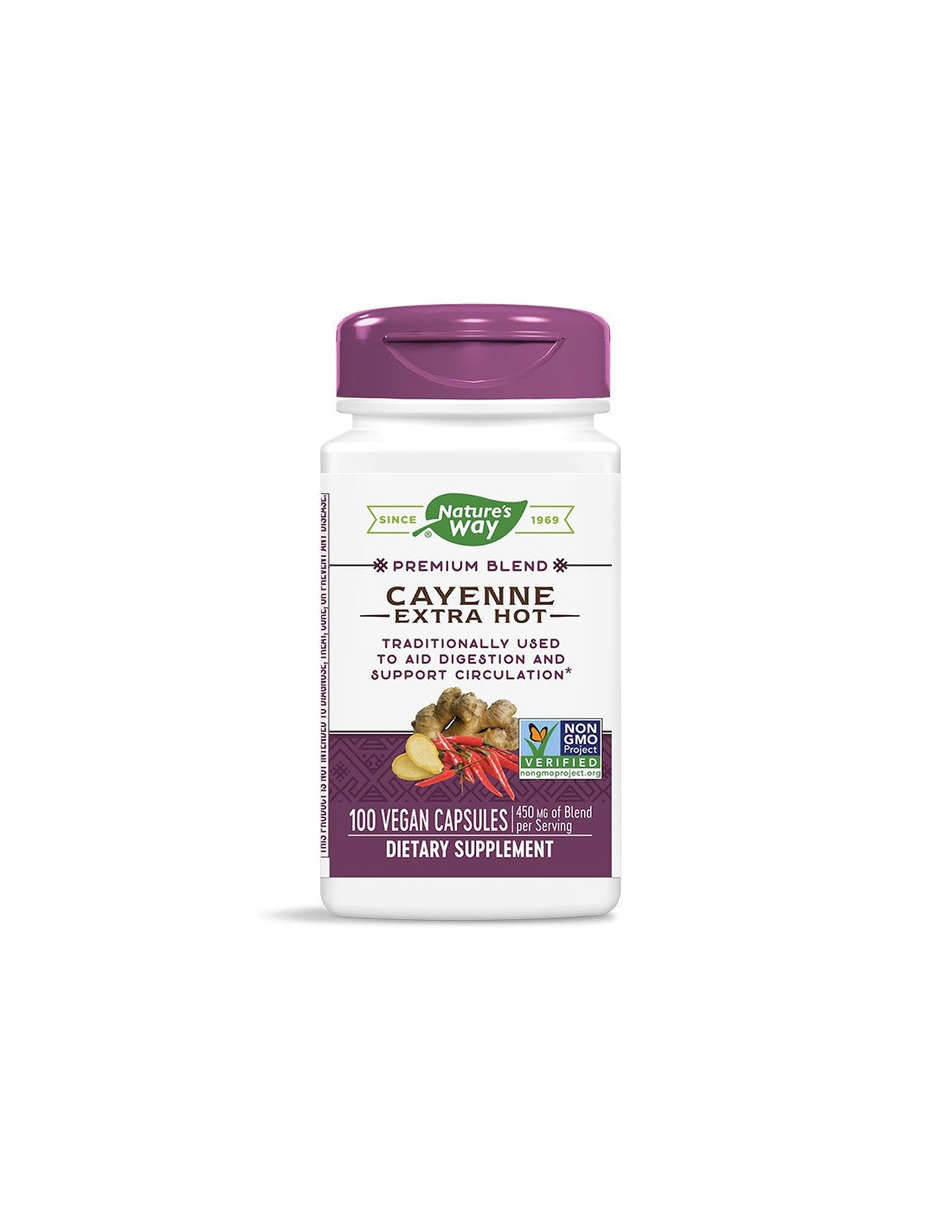 Cayenne extra chaud 450 mg - 100 capsules