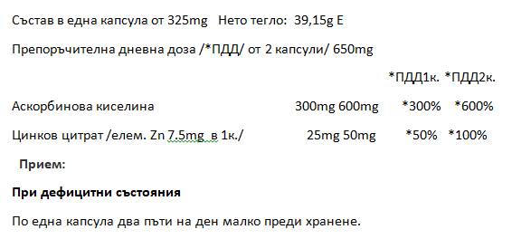 Capsules Celimax C + Zinc 90