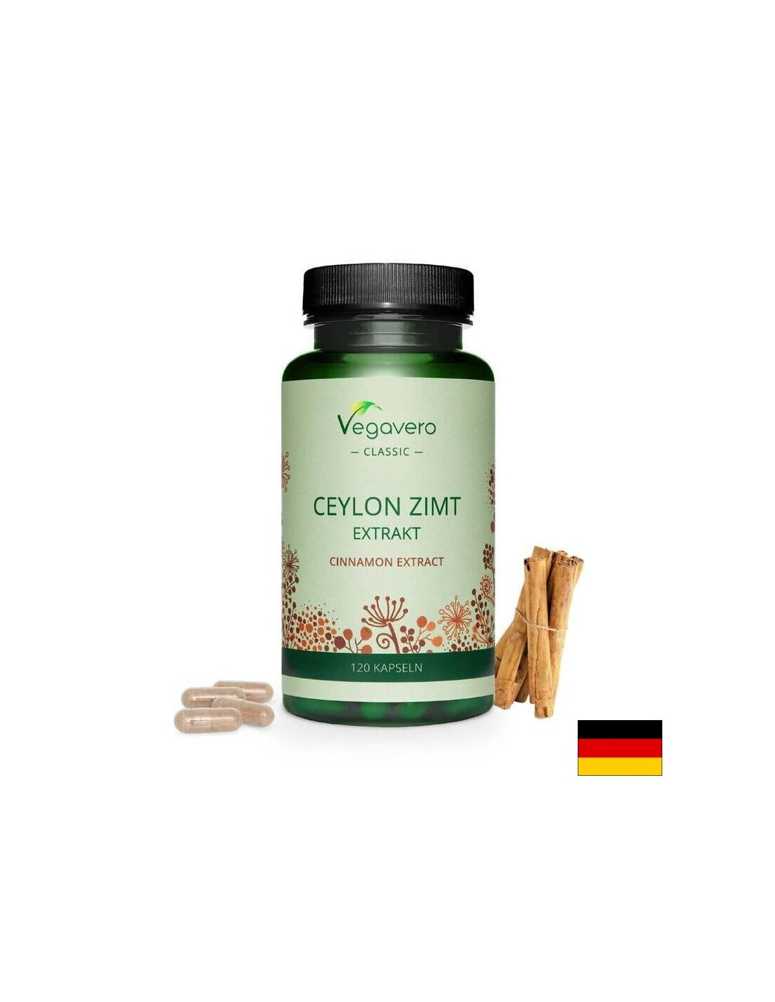Extrait de cannelle Ceylan Zimt Extrakt/Ceylan, 120 capsules, 100% végétalien