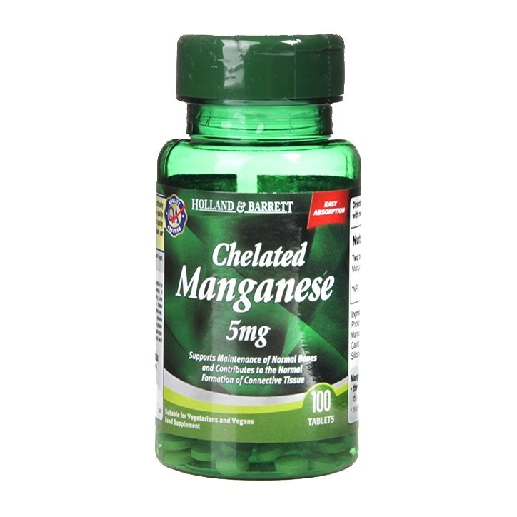 Manganèse chélaté 5 mg 100 comprimés Holland & Barrett