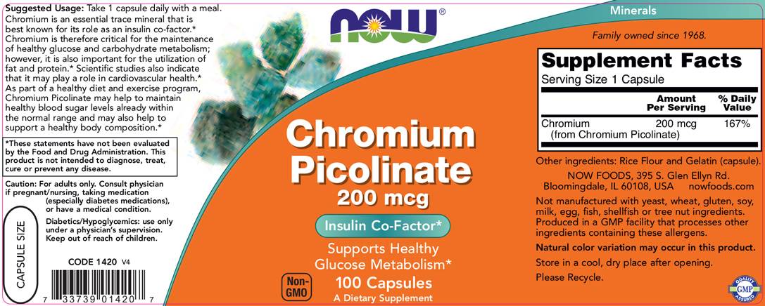 Chrome picolinate 200 mcg - 100 capsules