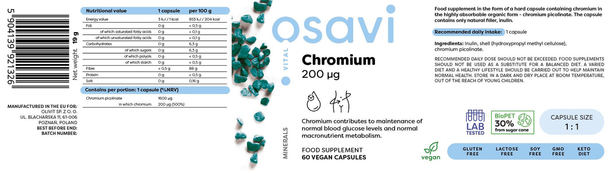 Chrome picolinate 200 mcg - 60 capsules