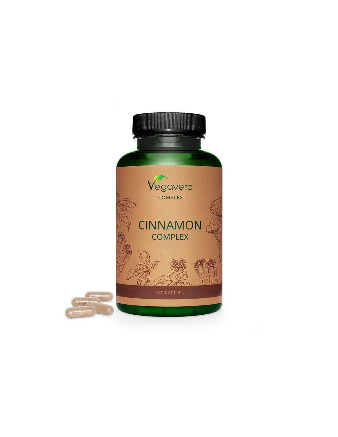 Complexe de cannelle - Complexe de cannelle (Formule à base de plantes pour le contrôle de la glycémie), 180 <tc>Vegavero</tc> capsules