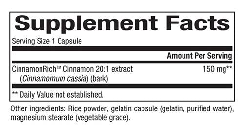 Extrait de cannelle 150 mg 60 capsules