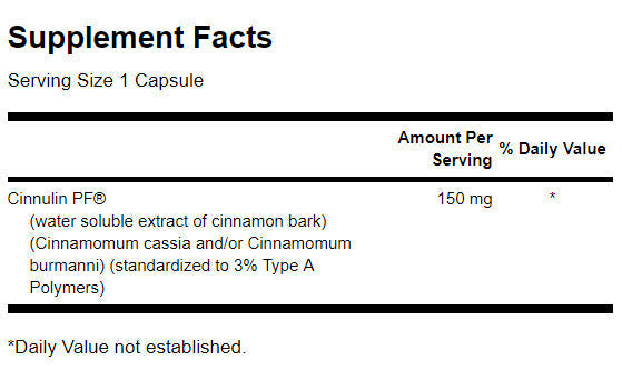 Cinnulin PF Cinnamon Extrait 150 mg - 120 capsules