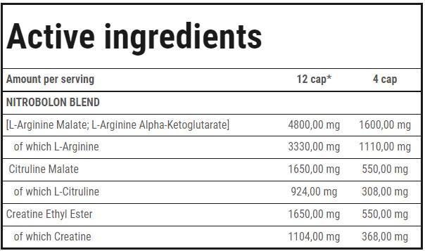 Nitrobolone | Caps pré-entraînement sans stimulants - 240 capsules