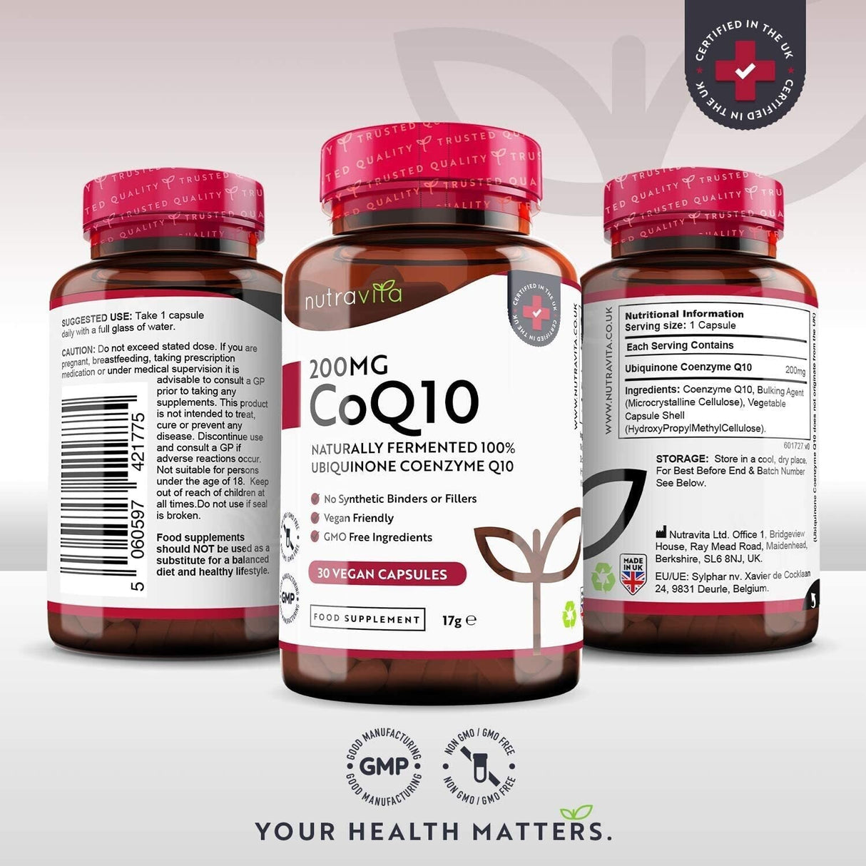 CoQ10 200 mg (Ubiquinone) /120 gélules, 120 jours/ <tc>Nutravita</tc>