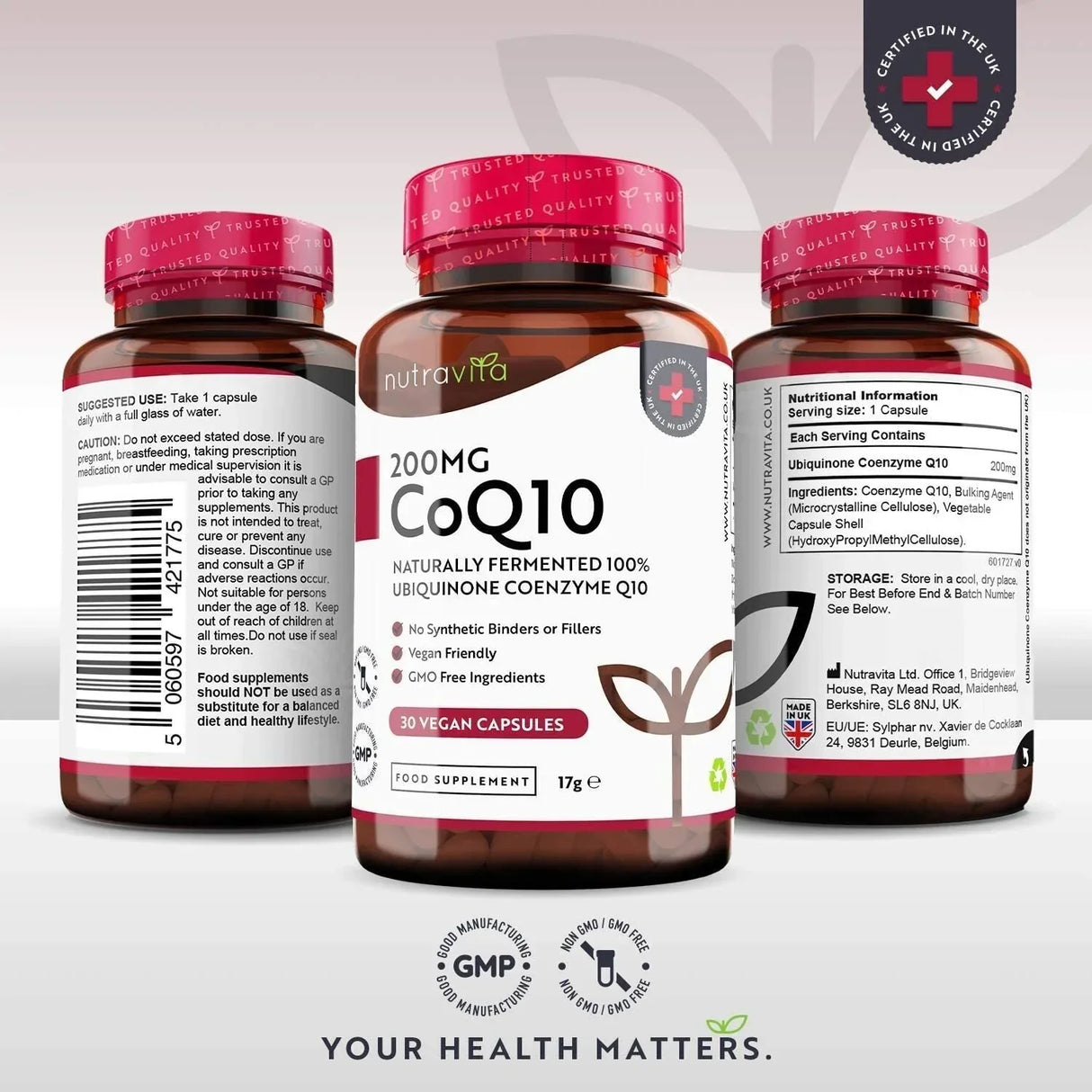 CoQ10 200 mg (Ubiquinone) /120 gélules, 120 jours/ <tc>Nutravita</tc>