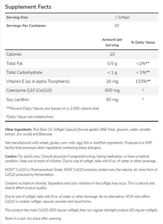 COQ10 600mg | Résistance maximale - 60 capsules de gel