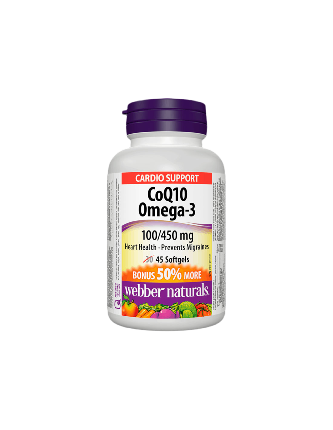 CoQ10 & Omega-3/Coenzyme Q10 100 mg + oméga-3 450 mg x 45 SoftGel Capsules