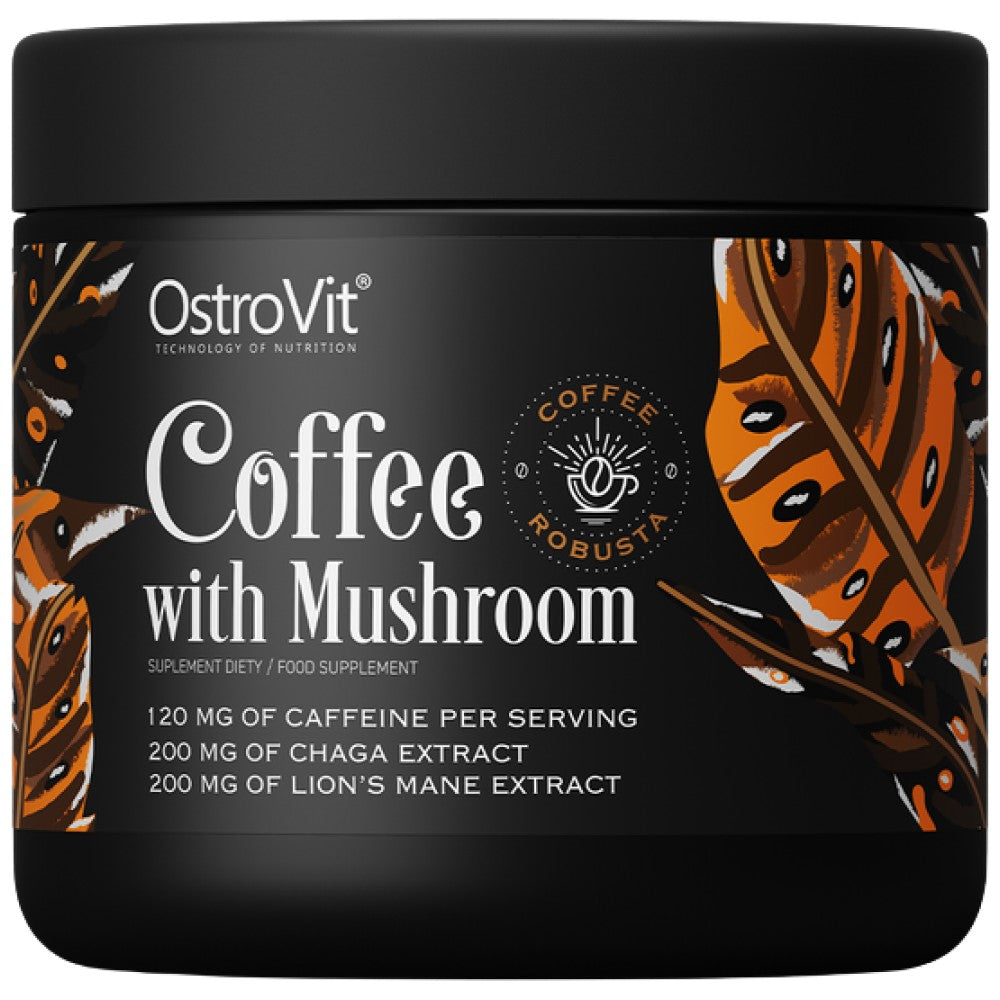 Café avec champignon | Robusta naturel avec chaga, crinière de lion, caféine et l-théanine 150 grammes
