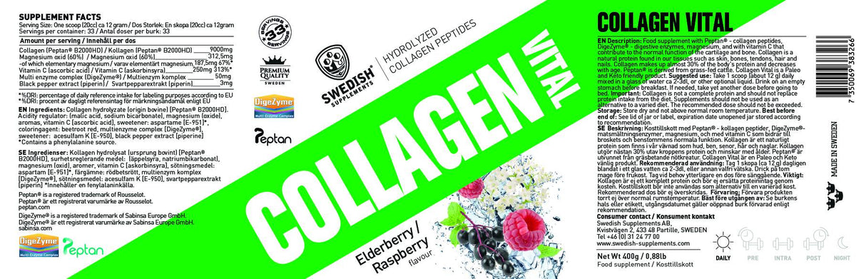 Collagène Vital/Hydrolyzed Peptides - 400 grammes