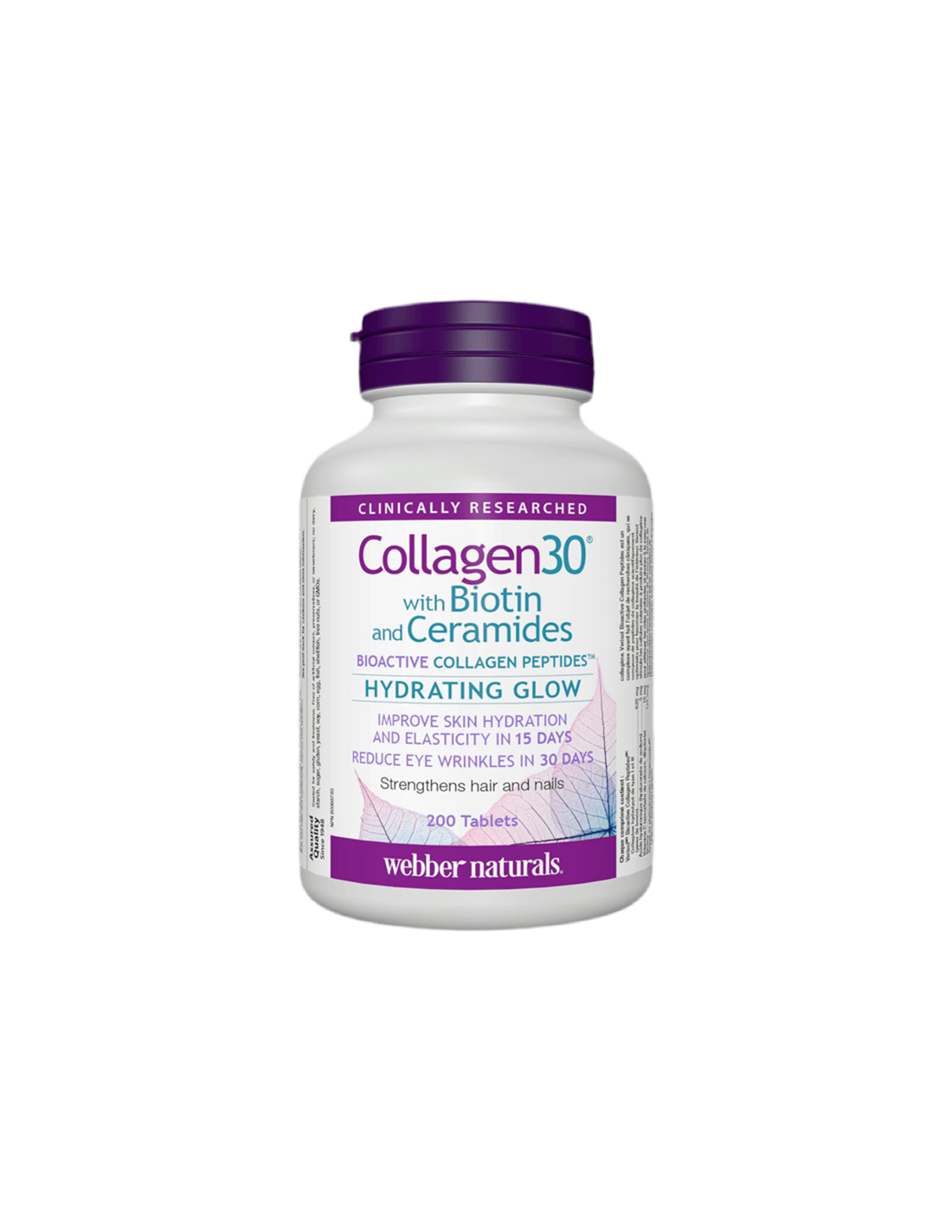 Collagène30® avec biotine et céramides/collagène (peptides de collagène bioactif) avec de la biotine et des céramides, 200 comprimés