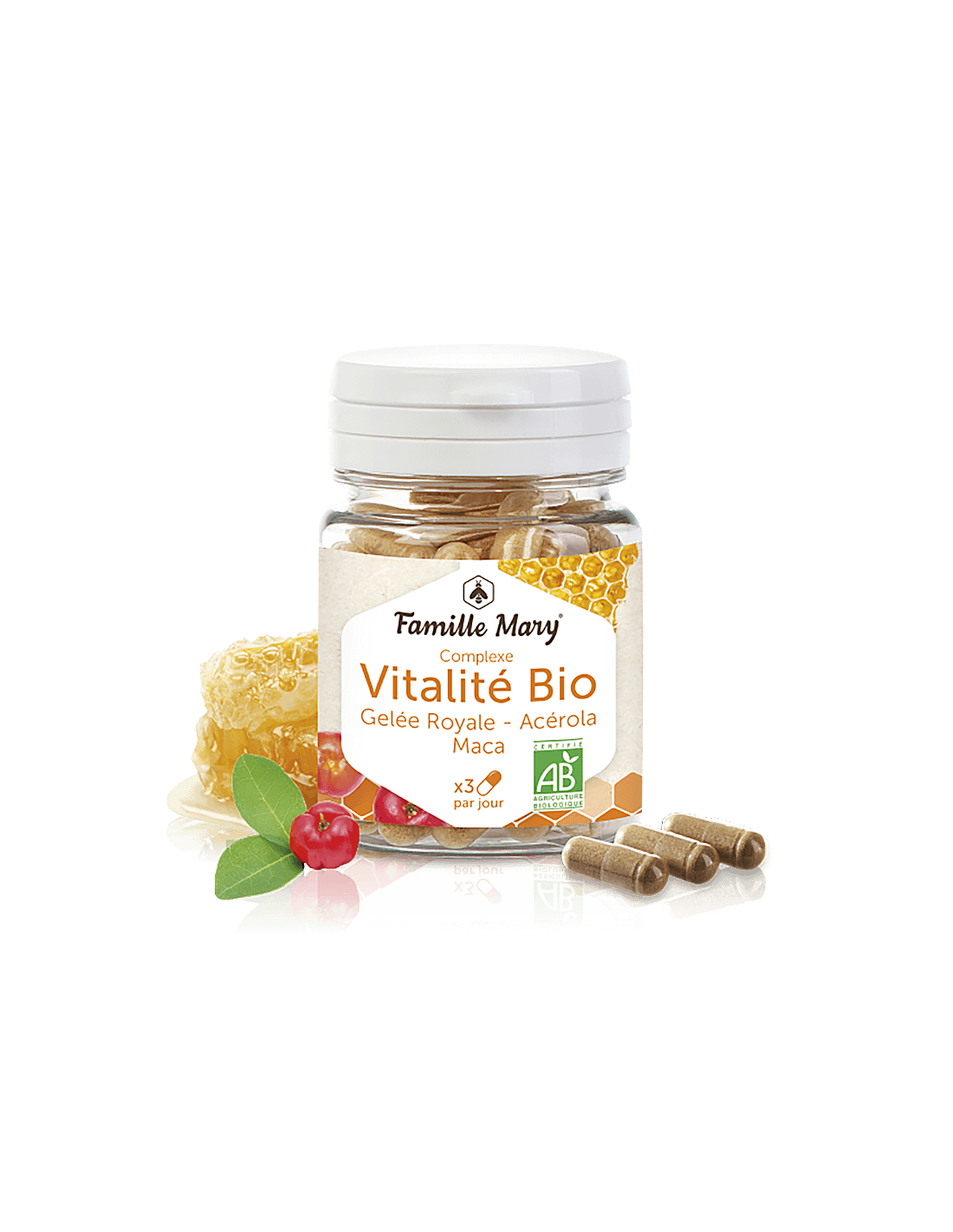 Vitalité et énergie - Bio Vital Complex with Maca, Royal Jelly et Acerola - Complexe Vitalite Bio, 60 capsules