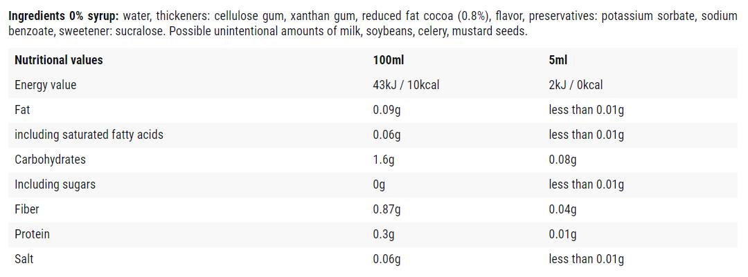 Cookie avec chocolat/0 sirop calorique - 500 ml