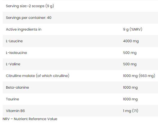 Core BCAA 8: 1: 1 | avec citrulline et bêta-alanine - 350 grammes