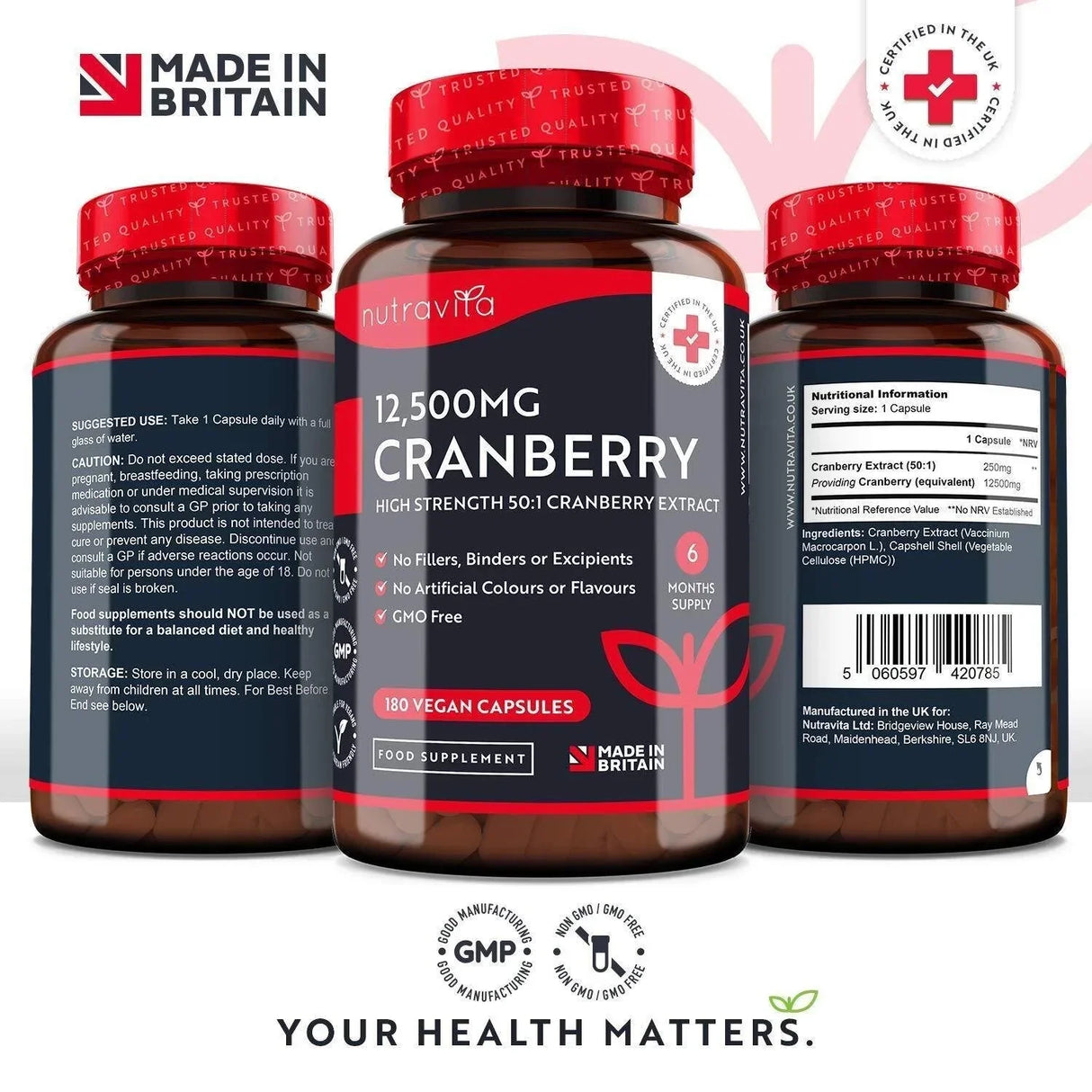 Canneberge - canneberge rouge 12500 mg 180 capsules végétaliennes