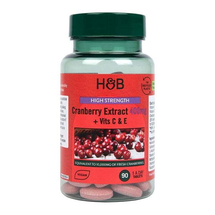Canneberge avec vitamines C et E (extrait de canneberge + VIT C&E) 400 mg 90 comprimés Holland & Barrett