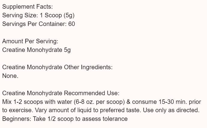 Créatine monohydrate - 300 grammes