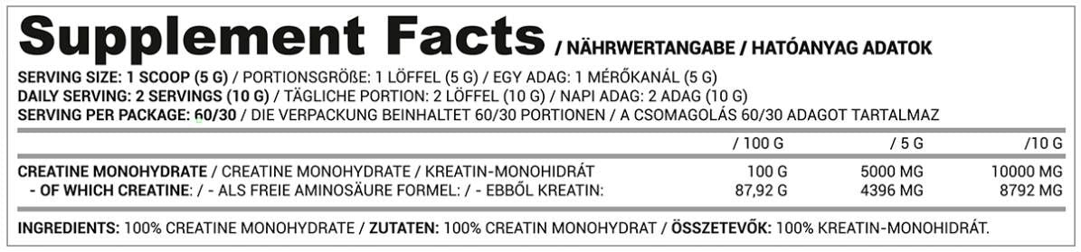 Poudre de monohydrate de créatine - 300 grammes